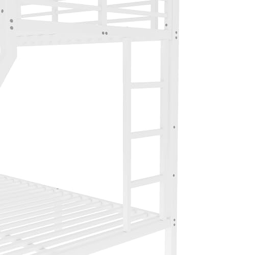 Heavy Duty Bunk Bed Frame with Ladder, Twin XL Over Twin XL Bunk Beds with Safety Guardrails, Adults Bunk Beds with Noise-Reducing Rubber Stoppers