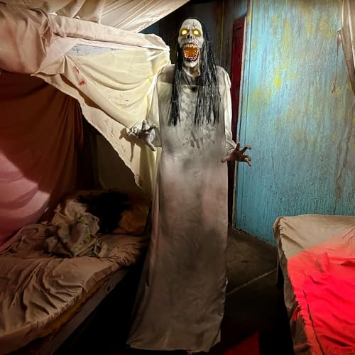 Haunted Hill Farm 5.9 ft. Animatronic Lurching Woman by Tekky, Halloween Animatronic, Scary Indoor House Prop & Decoration