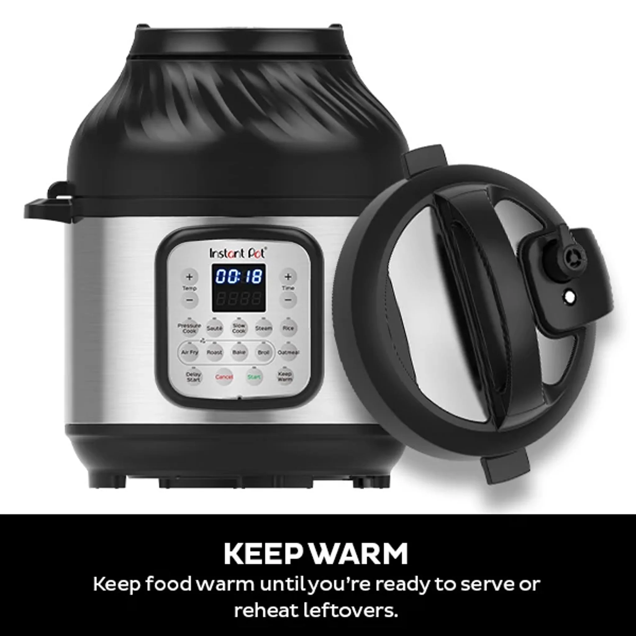Instant Pot 8 Quart Crisp Multi-Cooker + Air Fryer, 9-in-1: Pressure Cook, Steam, Slow Cook, Sauté, Air Fry, Bake, Broil, Roast, Keep Warm, Rice