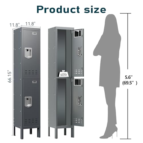Metal Cabinet Home Office Storage,Lockers,Lockable Employees Metal Locker with Door,54" Height Steel Locker,Lockable Steel Locker for Gym,School,Home
