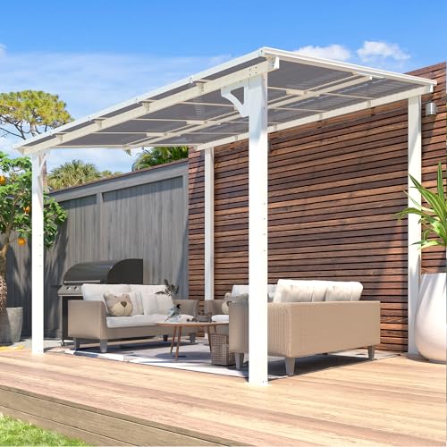 AECOJOY 10&rsquo; x 10&rsquo; Gazebo, Wall Mounted Gazebos Pergola on Clearance, Outdoor Patio Lean to Gazebo Awnings for Deck, Porch