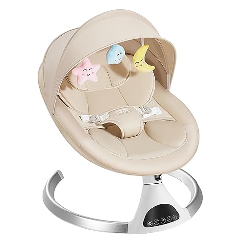 Electric Baby Swings for Infants to Toddler, Portable Babies Rocker Bouncer for Newborn Boy and Girls, Motorized Bluetooth Swing