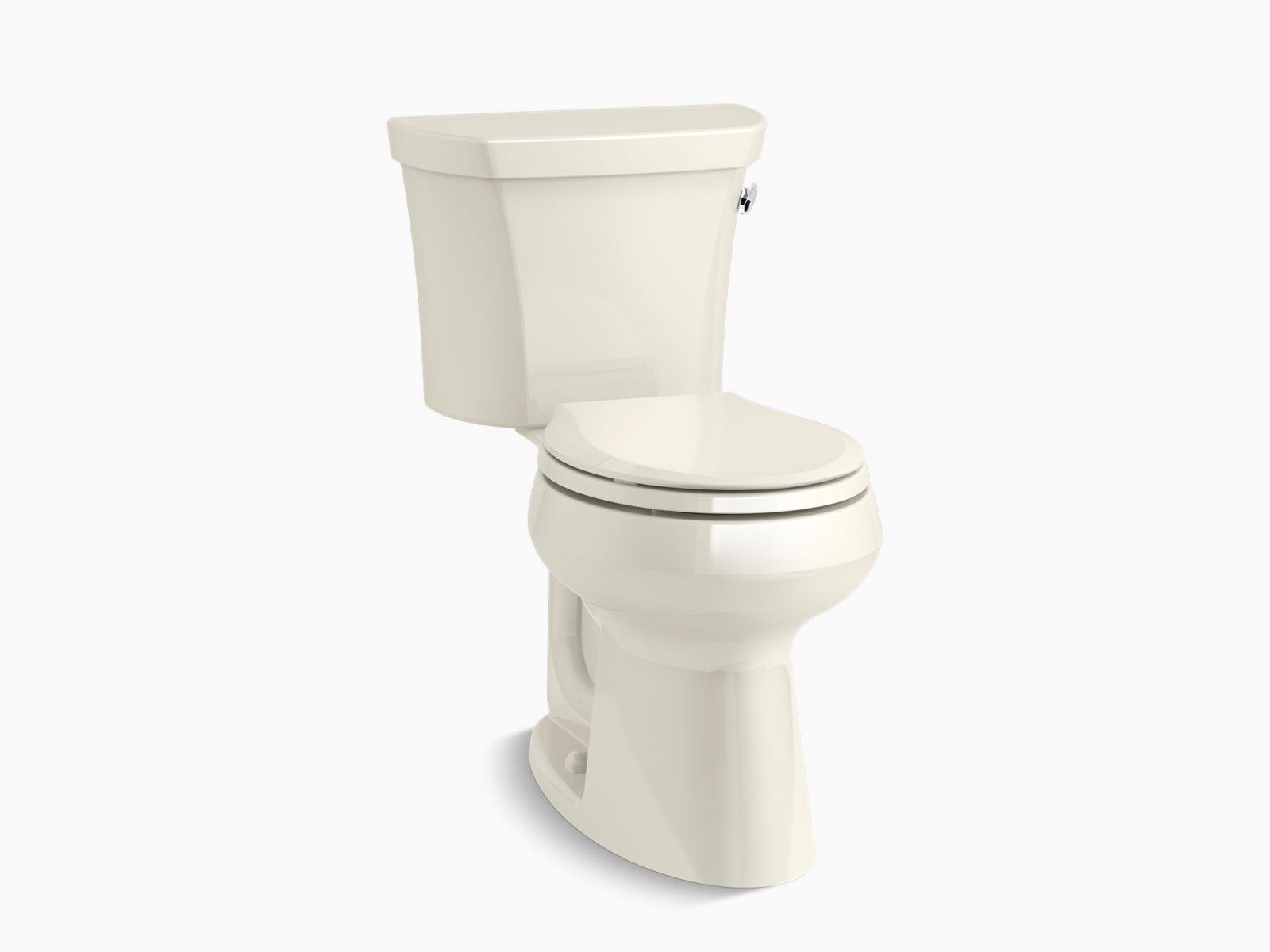 Kohler K-5481-RA Highline Comfort Height Two-Piece Round-Front 1.28 GPF Chair Height Toilet with Right-Hand Trip Lever Biscuit