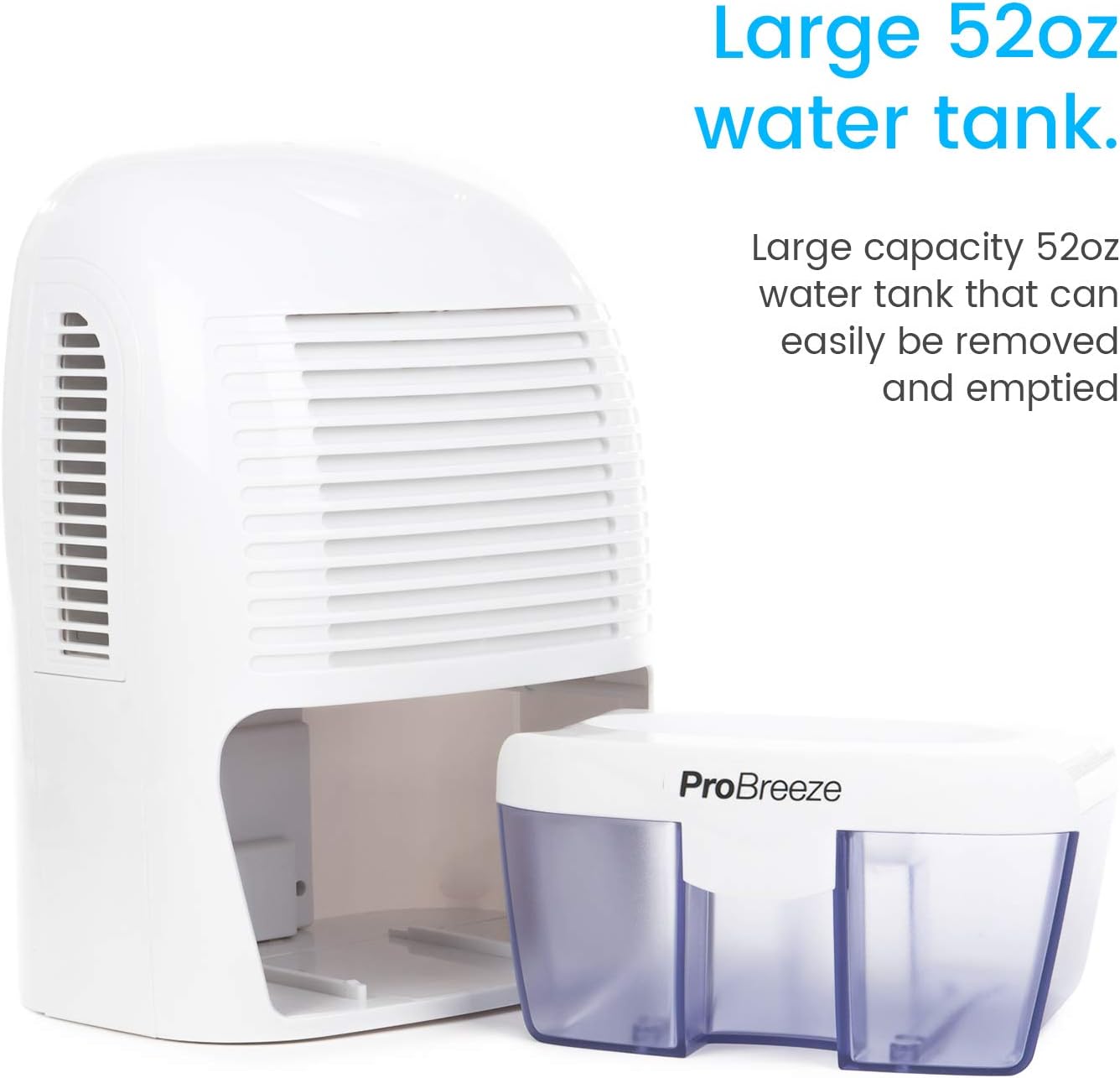 Pro Breeze Electric Mini Dehumidifier, 2200 Cubic Feet (250 sq ft), Compact and Portable for High Humidity in Home, Kitchen, Bedroom, Basement