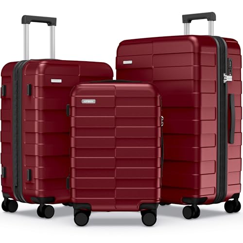 Luggage Sets 3 Piece (3-YEARS VIP SERVICE) Hardside Expandable Ultra Durable 100% PC Lightweight Carry On Travel Suitcase Set with TSA Lock Spinner
