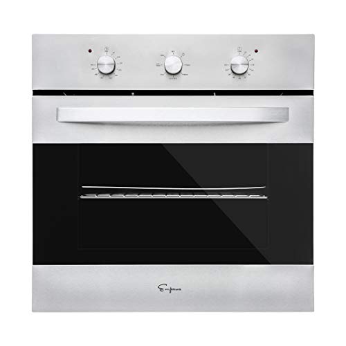 Empava 24" Electric Convection Single Wall Oven 10 Cooking Functions Deluxe 360° ROTISSERIE with Sensitive Touch Control in Silver Mirror Glass