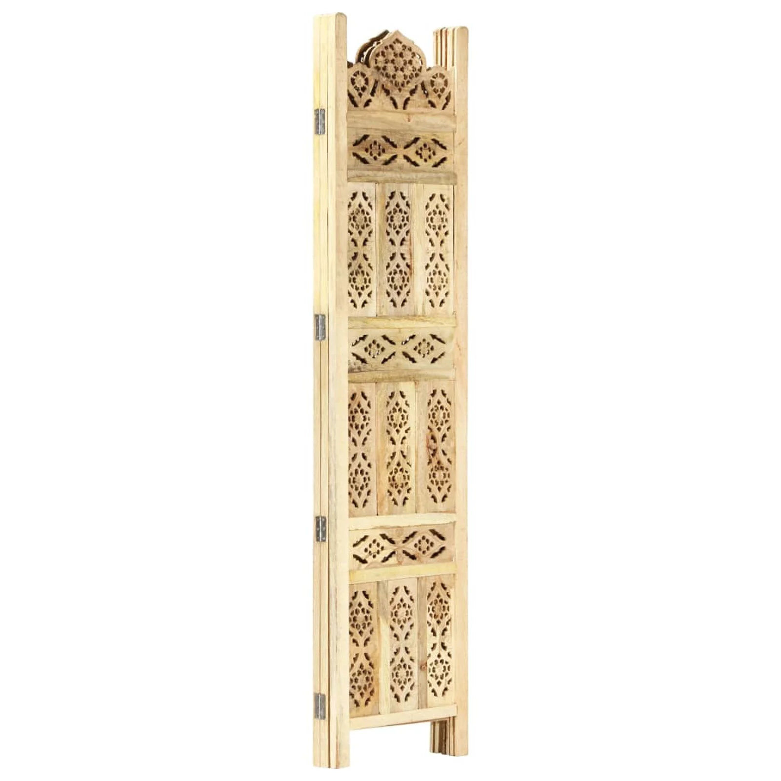 moobody Hand Carved 3-Panel Room Divider Freestanding Room Partition Panel Folding Screen Mango Wood for Bedroom, Bathroom, Living Room, Dining Room