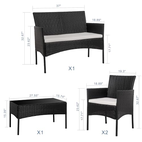 Shintenchi 4 Piece Outdoor Patio Furniture Sets