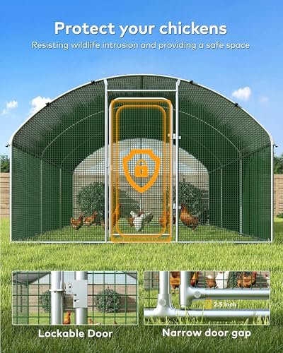 Chicken Coop Poultry Cage Large Metal Hen Run with Water-Resident Cover for Rabbit Duck House Outdoor Walk-in Chicken Pen for Yard