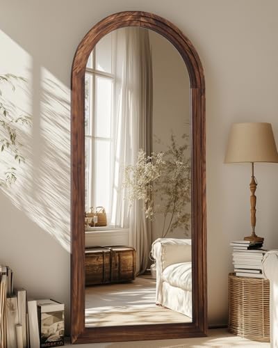 Full Length Mirror, 71"×32" Wooden Mirror Full Length with Stand Wood Floor Mirror, Oversized Stand Up Mirrors Large Wall Mirrors