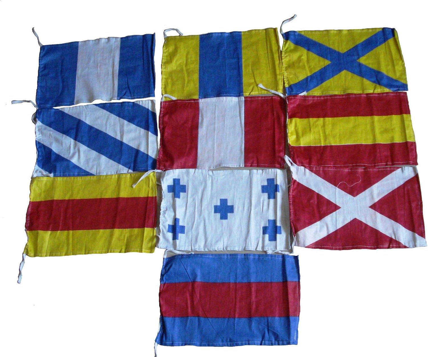 Brass Blessing Naval Signal Flag Set - Complete Set - Maritime/Marine/Boat/Yacht/Beach Party Nautical Decor (Polyester, 14 Flag Set Small)