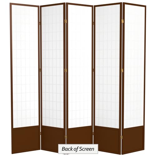 Red Lantern 7 ft. Tall Window Pane Shoji Screen-White-3 Panels Room Divider