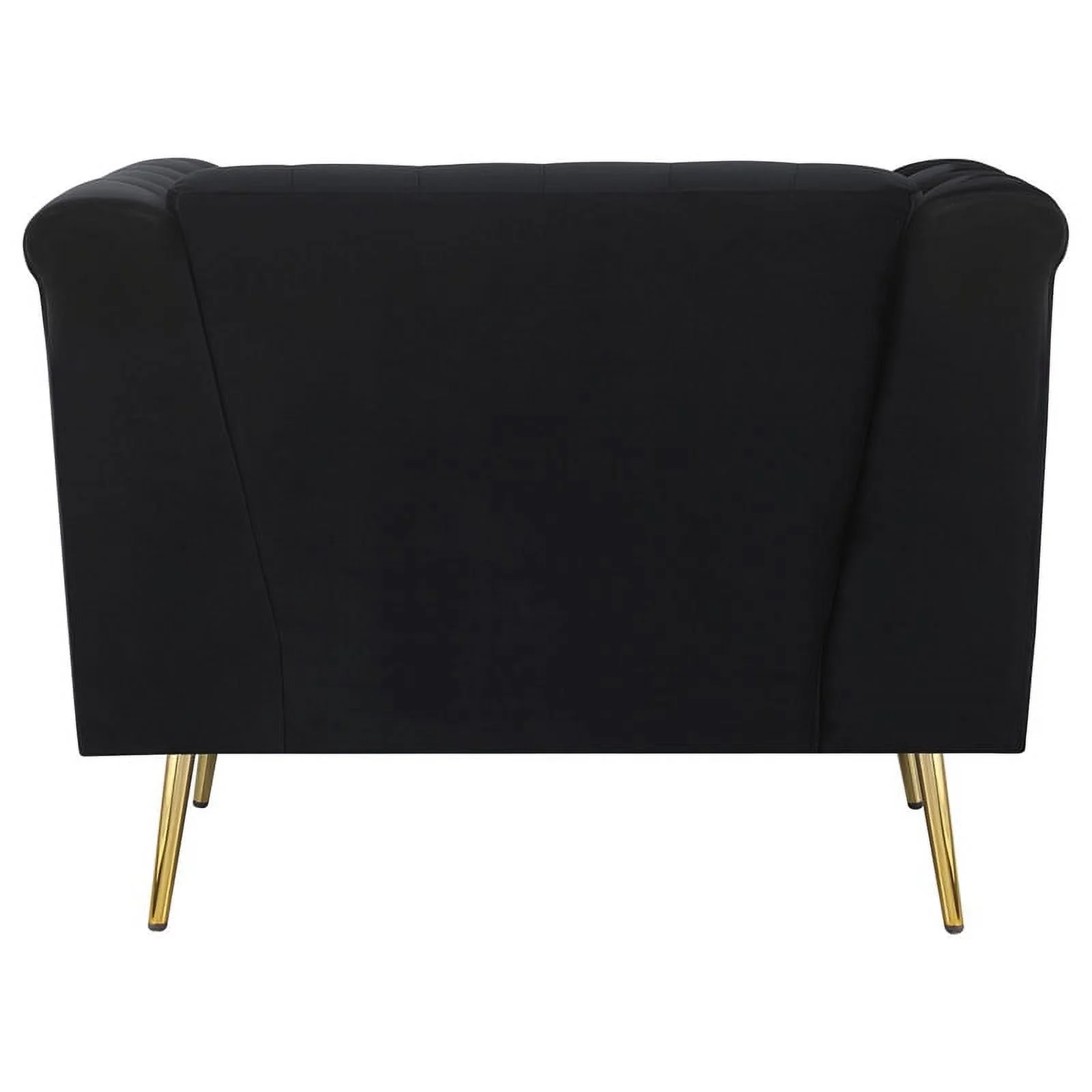Maklaine 3-piece Fabric Tuxedo Arm Tufted Back Living Room Set in Black