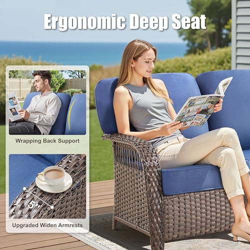 7 Pieces Outdoor Furniture Set with Swivel Chairs