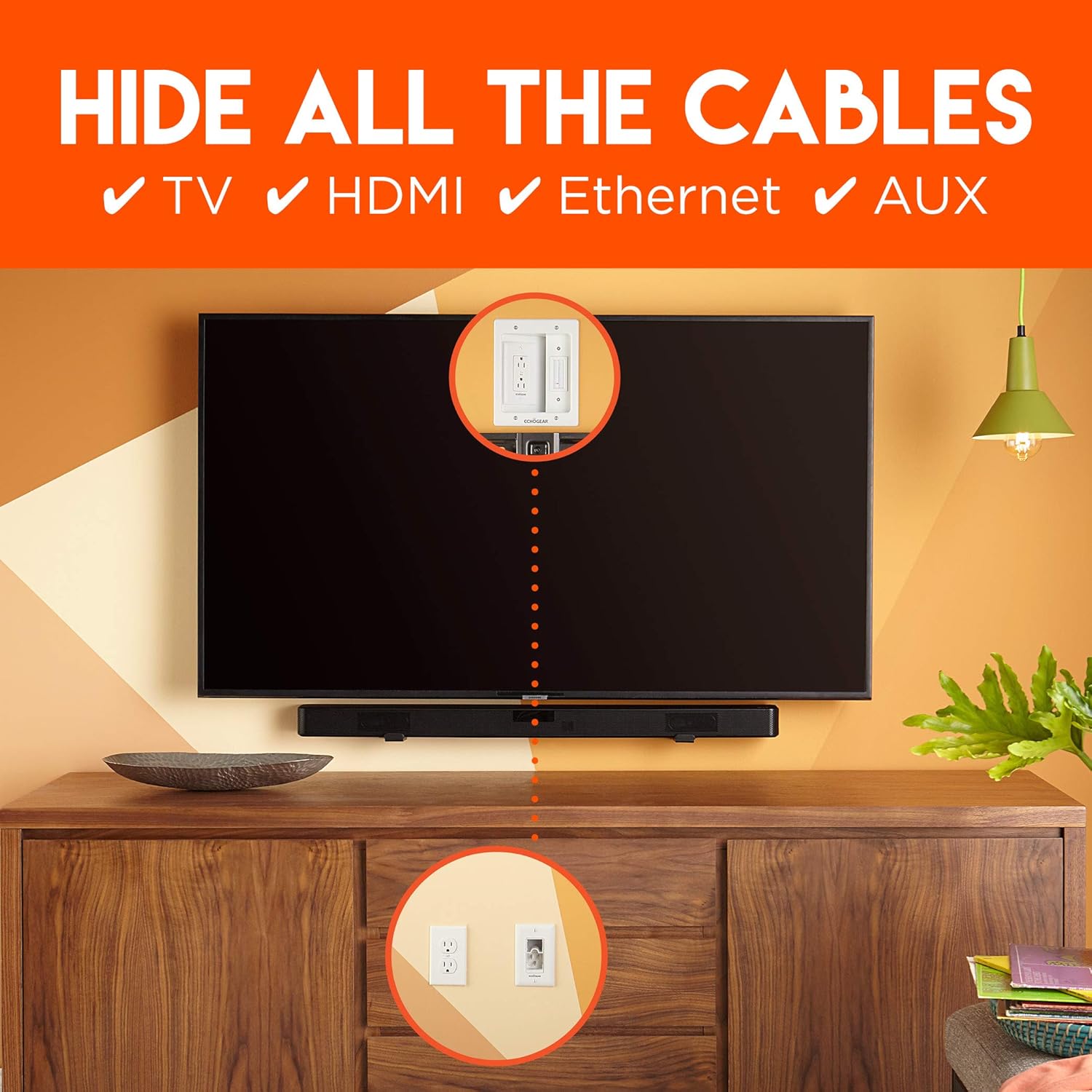 ECHOGEAR in-Wall Cable Concealer Kit - Includes Power & Low Voltage Cable Management - Hide TV Wires When Mounting A TV