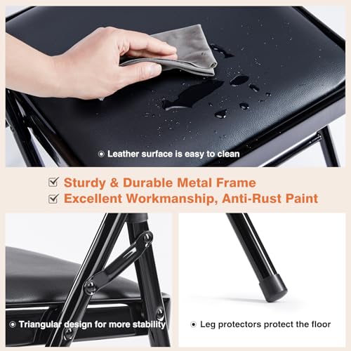 Sweetcrispy Folding Chair 12 Pack, Leather Padded Folding Chairs, Sturdy Metal Foldable Chairs, Easy to Use and Store, Outdoor and Indoor, for Home