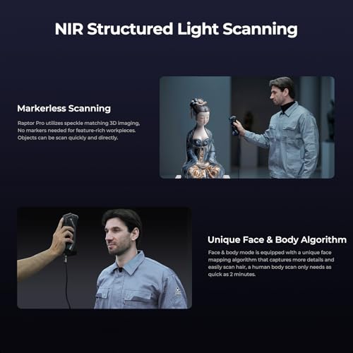 Creality CR-Scan Raptor Pro 3D Scanner for 3D Printing, 22+7 Blue Laser Lines, 30-60fps High Frame Scanning, 24-Bit Full-Color Scans