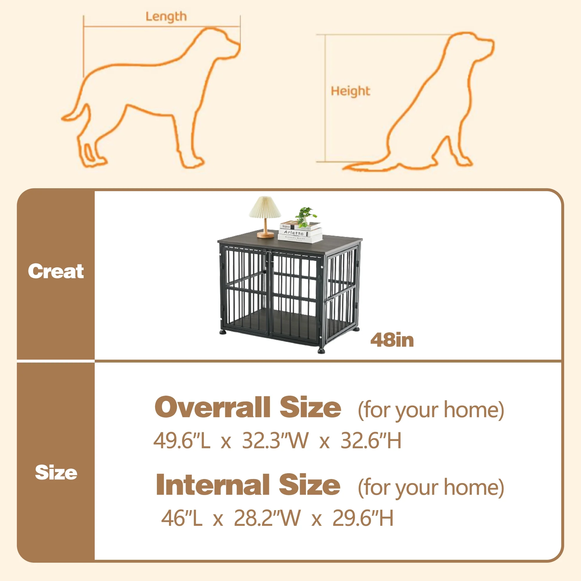 ICLBC 48Inch Heavy Duty Dog Crate Furniture Style for Medium and Large Dogs, Wooden Dog Crate End Table