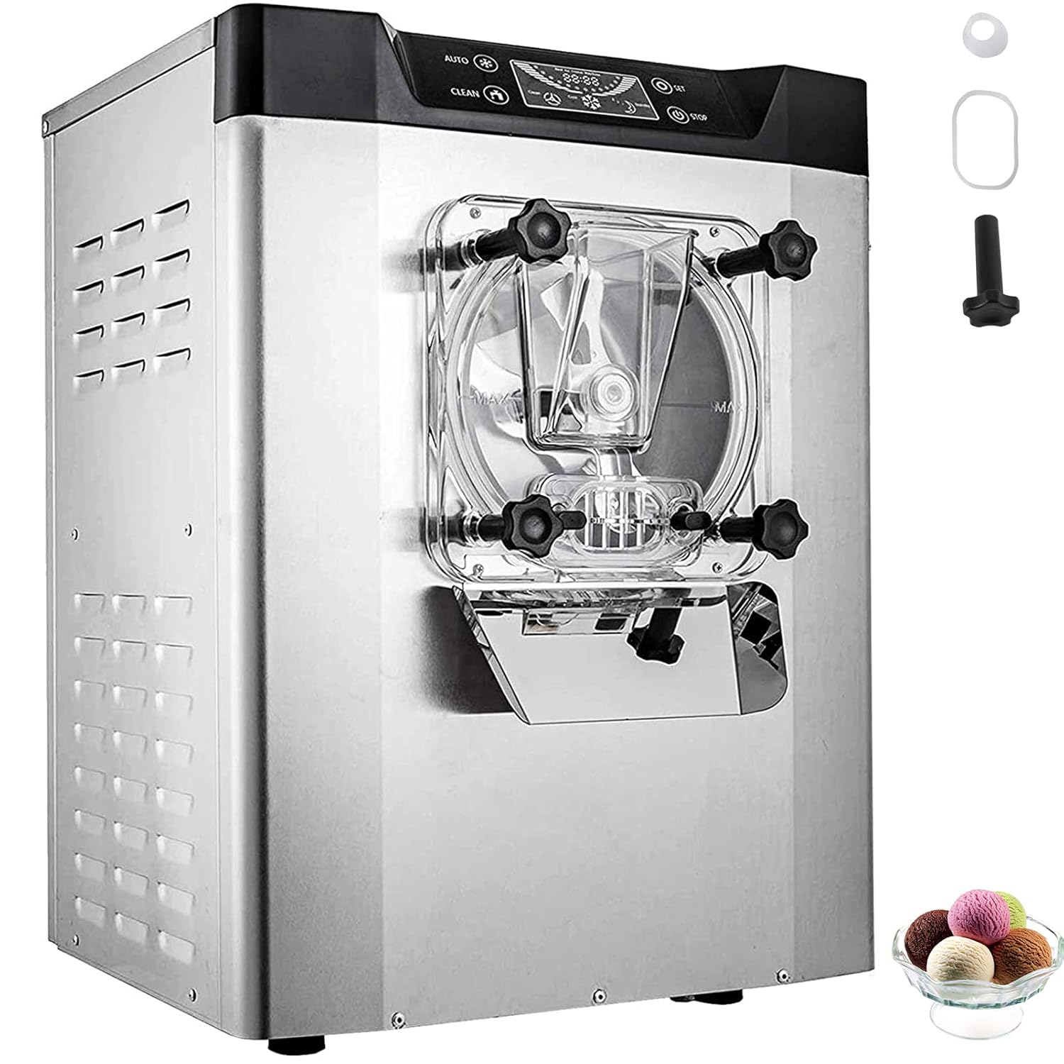 VEVOR Commercial Ice Cream Machine 1400W 20/5.3 Gph Hard Serve Ice Cream Maker with LED Display Screen Auto Shut-Off Timer One Flavors Perfect for