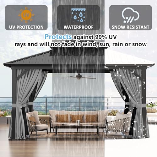 Aoxun 10' X 12' Hardtop Gazebo, Aluminum Metal Outdoor Gazebo with Galvanized Steel Double Roof