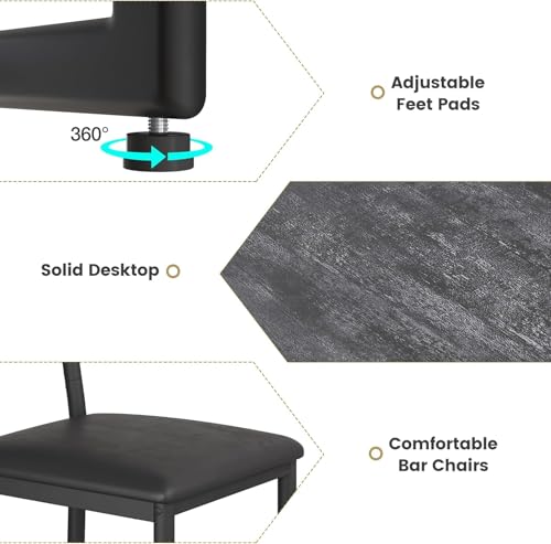 GAOMON Small Kitchen Table for 2, Stylish Bar Table and Chairs Set with Storage Shelves, Perfect for Breakfast Nook or Dining Area