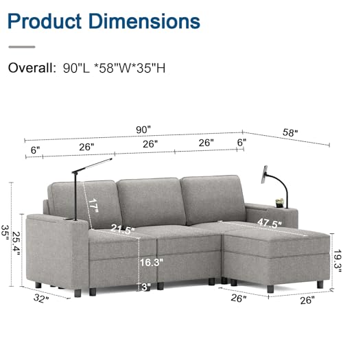 Multifunctional Sleep Sofa Bed,Modular Sectional Sofa, Couches for Living Room with Storage, Armrest with Power Grommet and Cup Holder