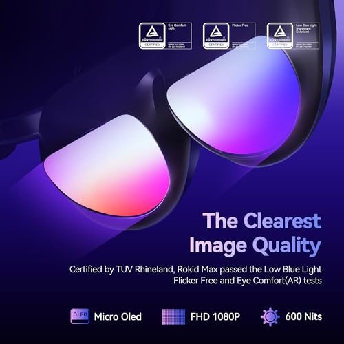 Rokid AR Joy Pack AR Glasses, Smart Glasses Max with Station, 360" Micro-OLED Display, Google Play, Media Streaming, HDCP Support & Cloud Gaming