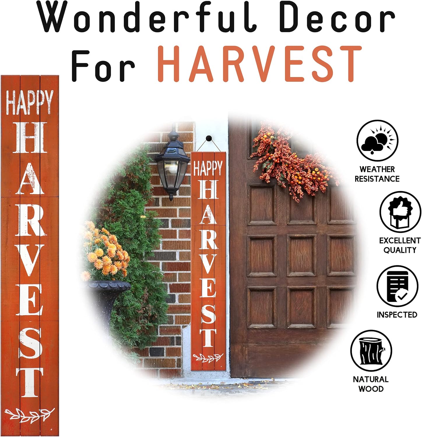 Outdoor Welcome Sign for Front Porch Decor, Interchangeable Seasonal Icons Vertical Welcome Sign, Modern Farmhouse Decor for The Home