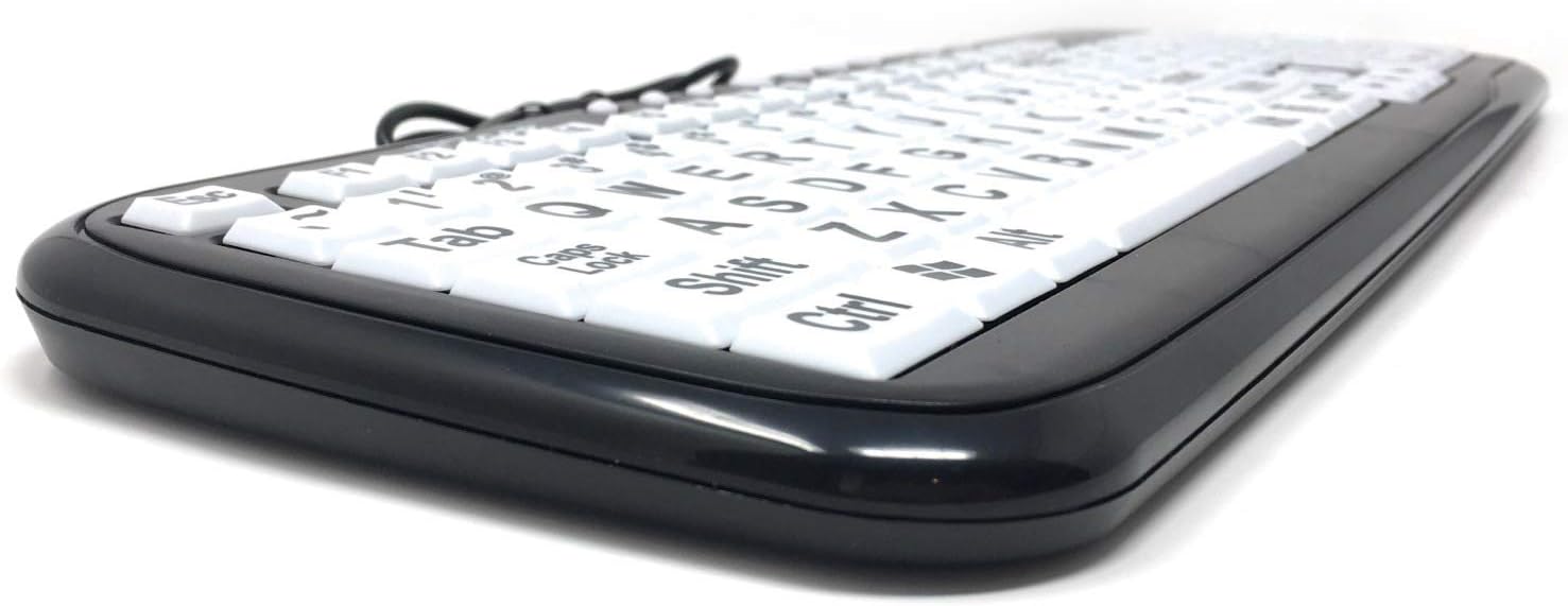 DataCal EZSee Wired USB Low Vision Keyboard - Black Characters on White Keys