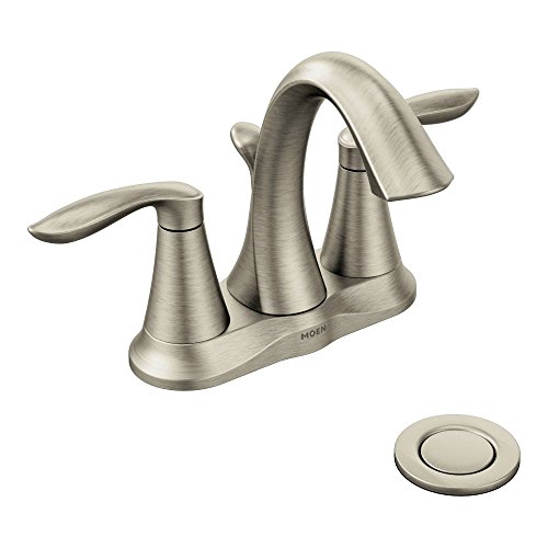 Moen Eva Oil-Rubbed Bronze Two-Handle Centerset Lavatory Faucet with Drain Assembly, Sink Faucet Bathroom 3-Hole for Standard 4-inch Countertop Setup