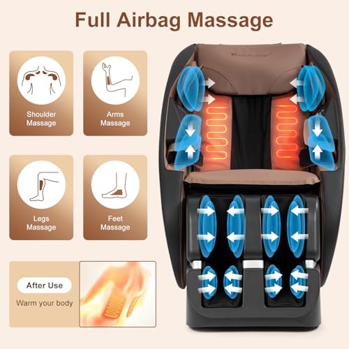 FDW Shiatsu Massage Chairs Full Body and Recliner Zero Gravity Massage Chair Electric with Built-in Heart Foot Roller Air Massage Easy to Move for