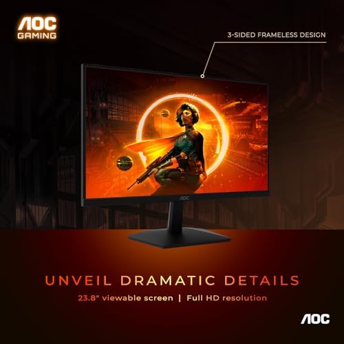 AOC C27G2Z 27" Curved Frameless Ultra-Fast Gaming Monitor, FHD 1080p, 0.5ms 240Hz, FreeSync, 2x HDMI 2.0, 1x Display Port, Height Adjustable