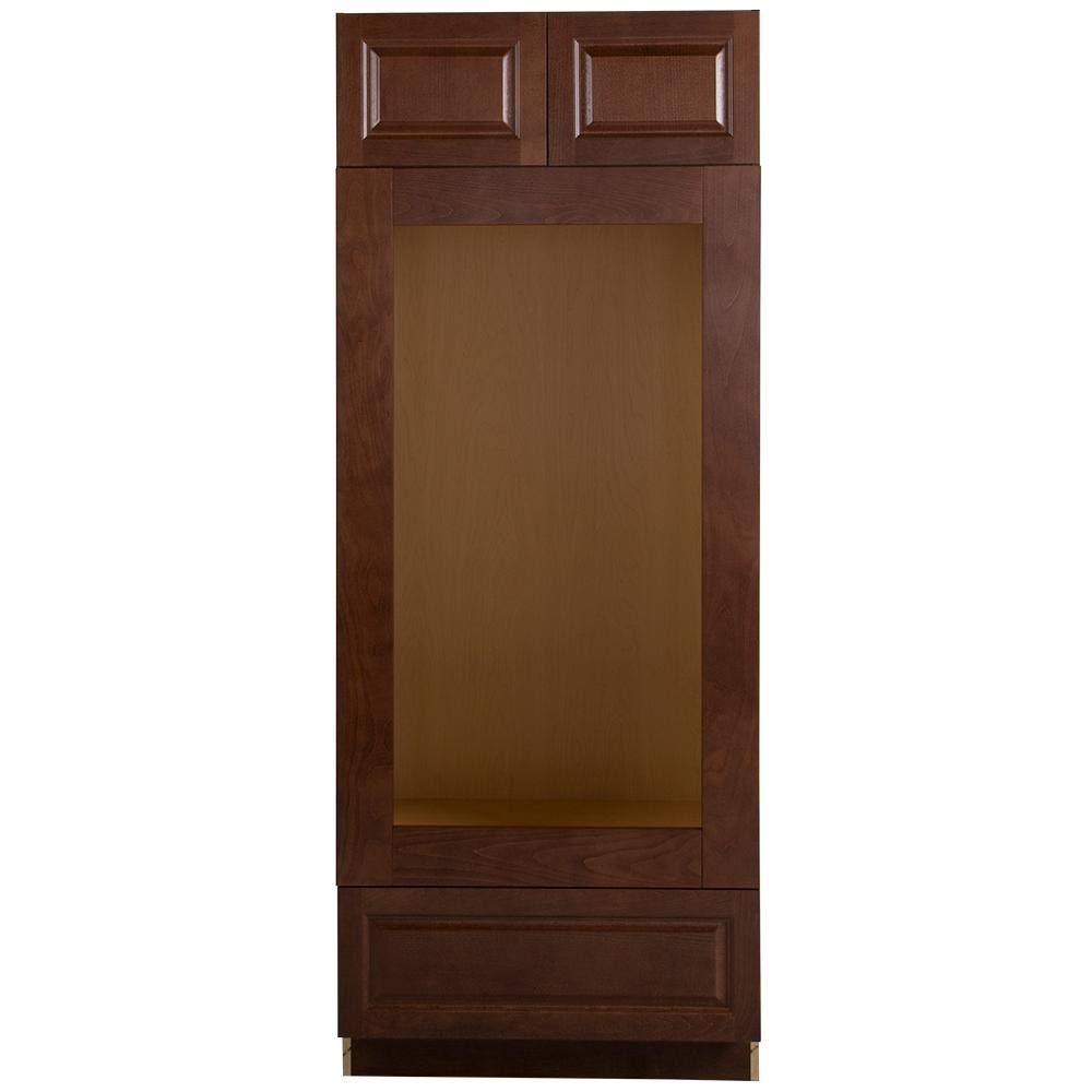 Hampton Bay Benton Ready-to-Assemble 33 in. x 84 in. x 24.6 in. Base Double Oven Cabinet in Amber