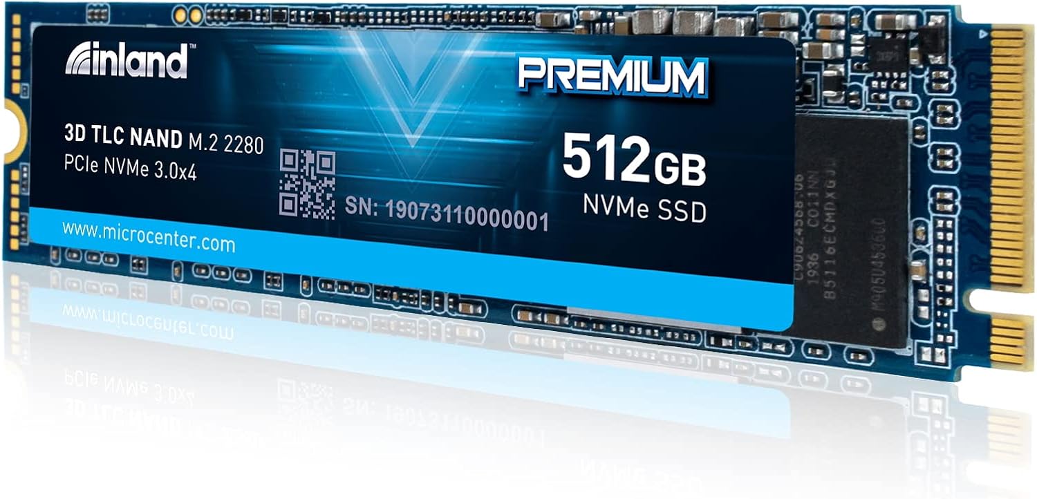 Inland Premium 512GB SSD M.2 2280 PCIe NVMe 3.0 x4 3D NAND Internal Solid State Drive, High Speed Read/Write Speed up to 3100MB/s and 1900MB/s