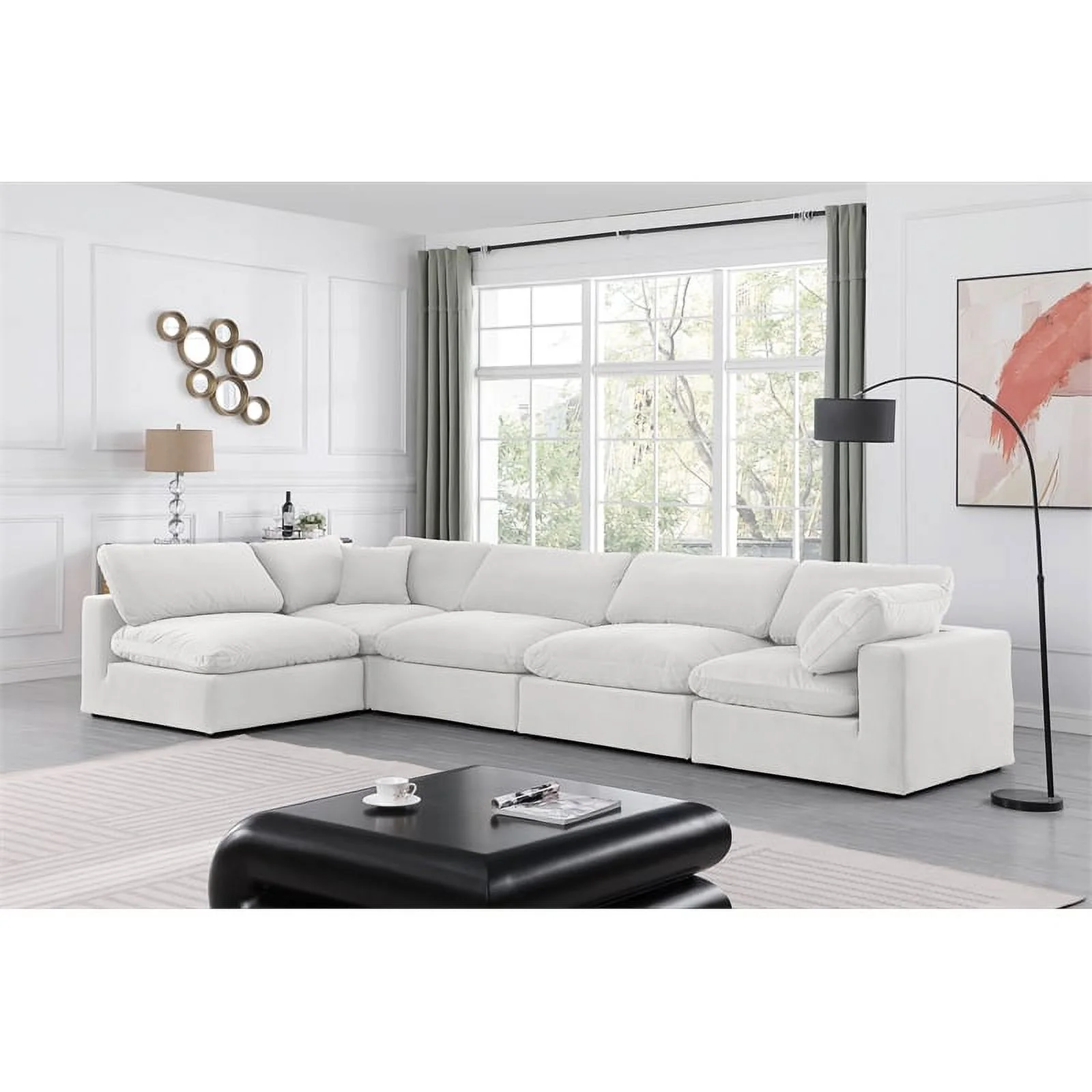 Meridian Furniture Comfy Cream Velvet Modular Sectional
