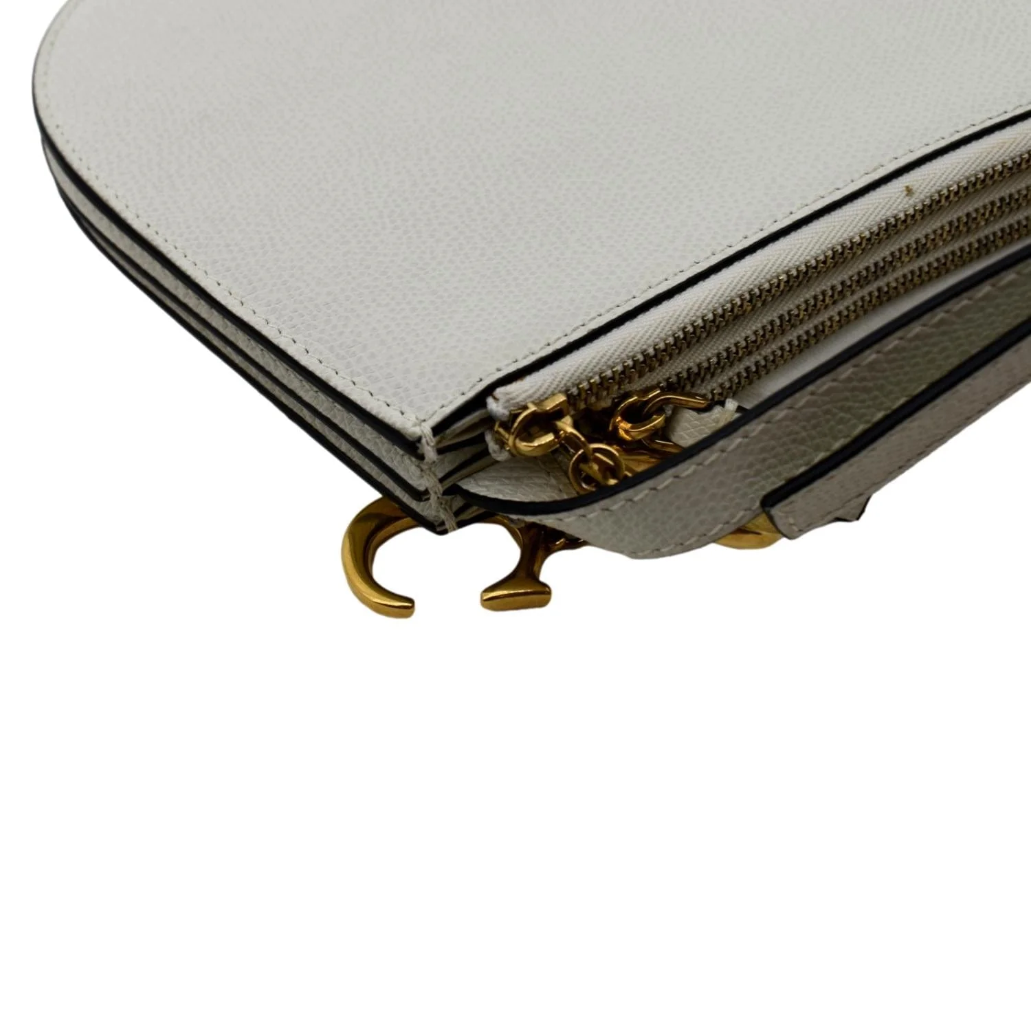 Pre-owned CHRISTIAN DIOR Women Dior Saddle Trio Leather Crossbody Pouch Bag White