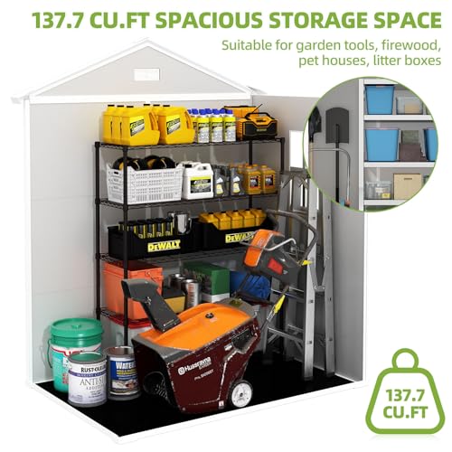 Outdoor Storage Shed 6x4.4FT, Resin Shed Plastic with Floor for Garden Tool,Waterproof Outdoor Resin Storage,Lockable Doors for Patio,Yard