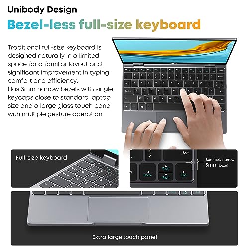 CHUWI MiniBook X 2-in-1 Touchscreen Laptop, 16GB LPDDR5 512GB SSD, Intel N150 (up to 3.6GHz), Windows 11 Convertible Laptop 10.51", 2TB SSD Expand