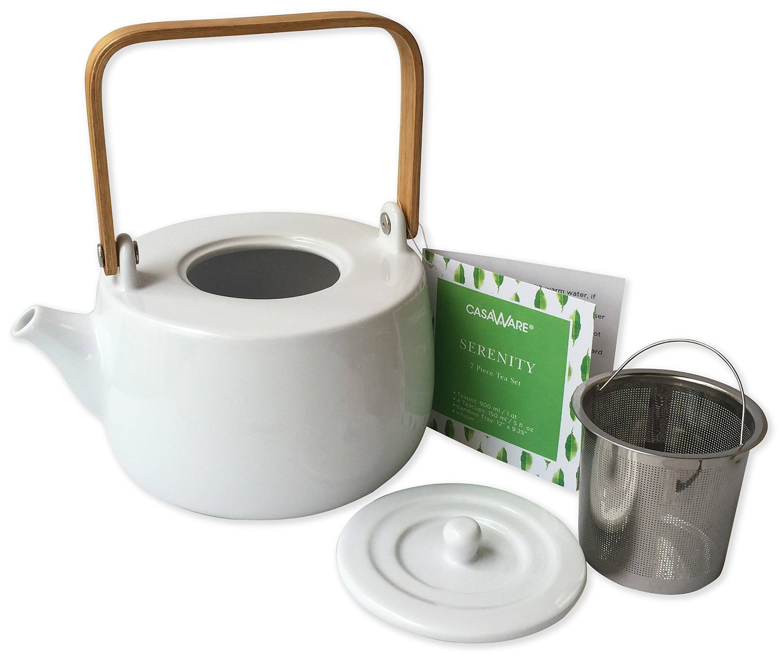 casaWare Serenity 7-Piece Tea Pot Set (White)