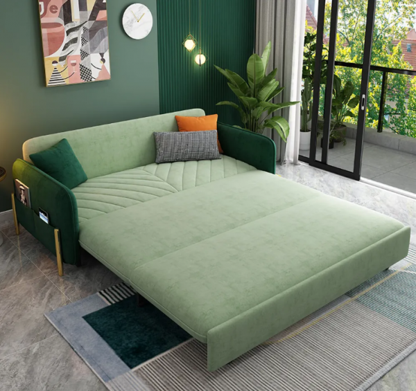 King Bed Sofa Green Upholstered Convertible Sofa