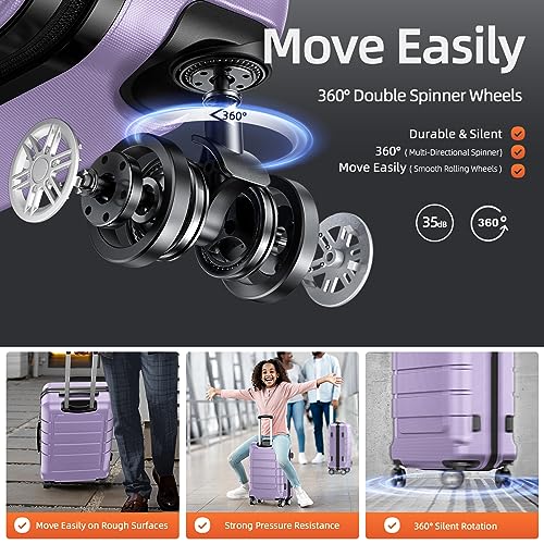 SHOWKOO Luggage Sets Expandable PC+ABS Durable Suitcase Double Wheels TSA Lock Black