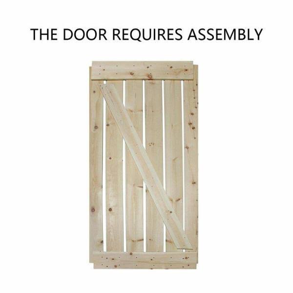 CALHOME Paneled Wood Z Bar Barn Door with Installation Hardware Kit Finish: Unfinished