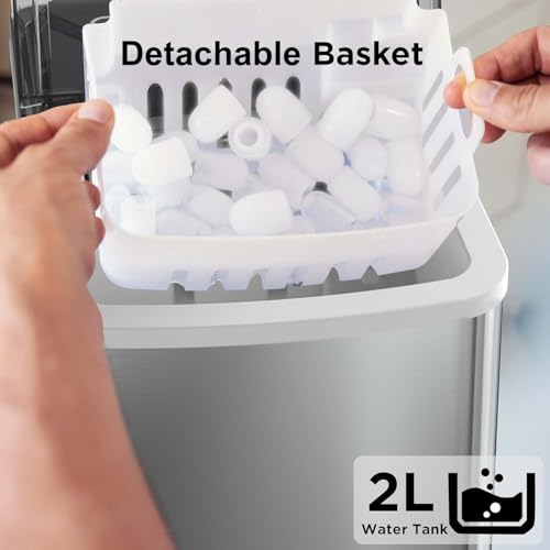 Nugget Ice Maker Countertop, Silonn Chewable Pellet Ice Machine with Self-Cleanin Function, 33lbs/24H Portable Ice Makers for Home Kitchen Officce