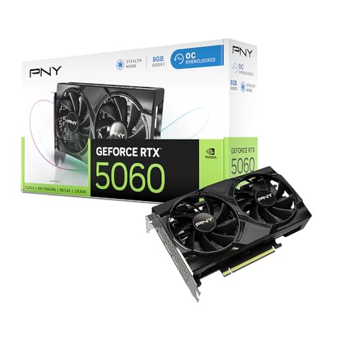 PNY NVIDIA GeForce RTX™ 5060 8GB ARGB Overclocked Triple Fan Graphics Card (DLSS 4, PCIe® 5.0, HDMI®/DP 2.1, 2-Slot, Epic-X™ RGB Lighting)