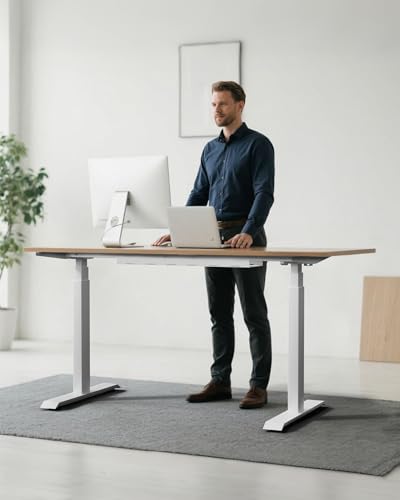 Redlife Dual Motor Standing Desk Frame, Electric Adjustable Standing for Table Top, 330 lbs Weight Capacity, Tabletop Lift Range 24''-50''