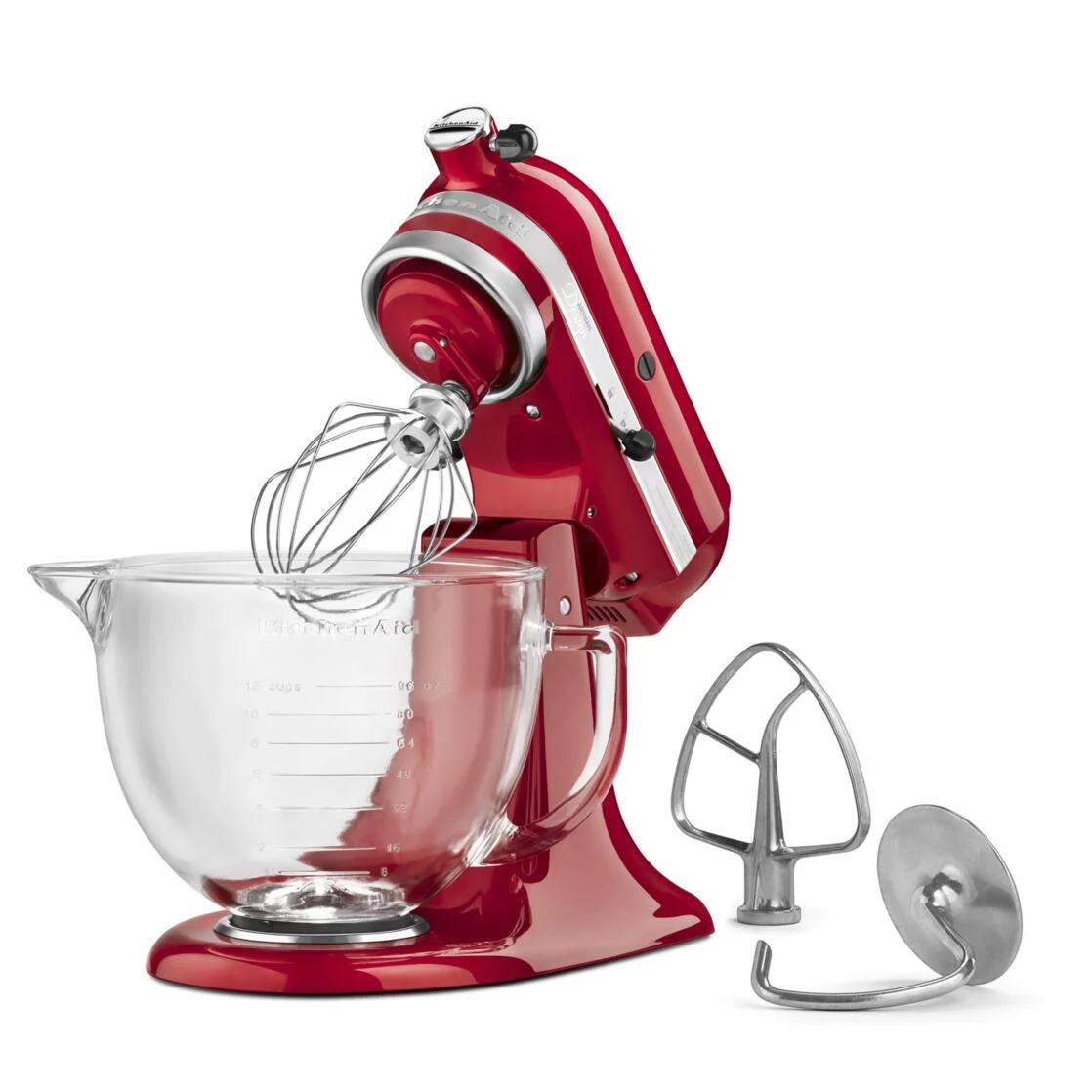 KitchenAid Artisan Design Series 5 Quart Tilt-Head Stand Mixer with Glass Bowl, Candy Apple Red, KSM155GB