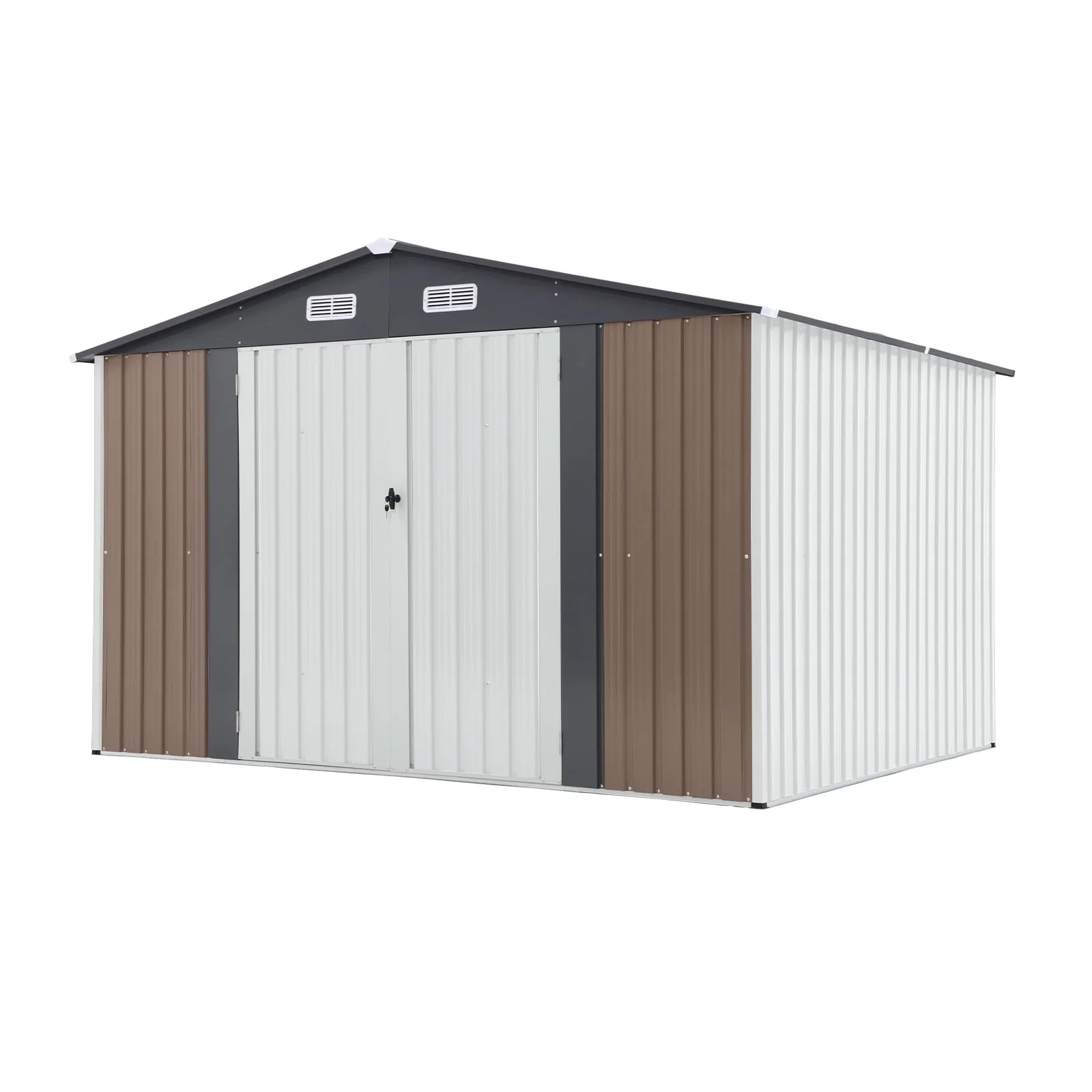 OC Orange-Casual 10' x 8' FT Outdoor Storage Shed, Metal Garden Tool Shed with Lockable Door, Outside Sheds & Storage Galvanized Steel