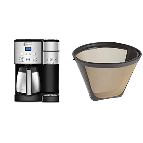 Cuisinart SS-20P1 Coffee Center 10-Cup Thermal Coffeemaker and Single-Serve Brewer, Stainless Steel GTF Gold Tone Coffee Filter, 10-12 Cup Cone