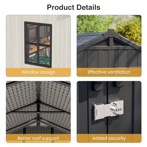 Patiowell 6x4 FT Plastic Outdoor Storage Shed, Resin Shed Perfect to Store Patio Furniture, GardenTools Bike Accessories, Beach Chairs and Lawn Mower