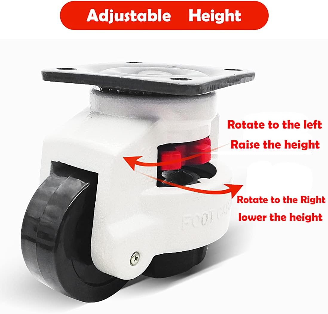 Nisorpa 4 Pack Leveling Casters Set Retractable Workbench Lifting Caster Wheels Steel Plate Mounted Stem Castors GD-80F Footmaster Horizontal Support